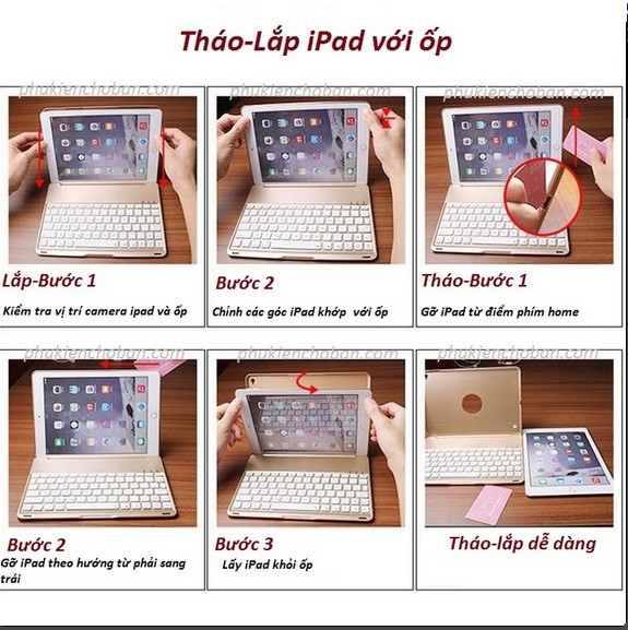Bàn phím ốp lưng Bluetooth tích hợp đèn LED ipad Air 2 - 13