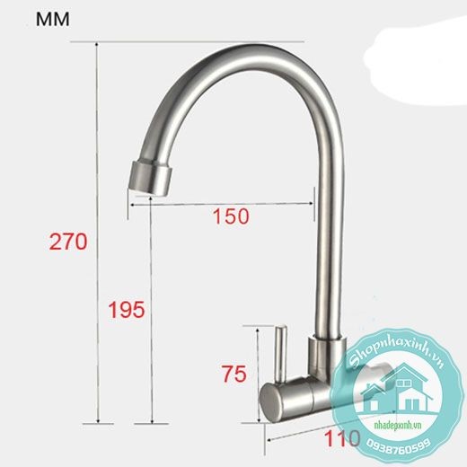 Vòi rửa bát lạnh gắn tường Rangos NX506