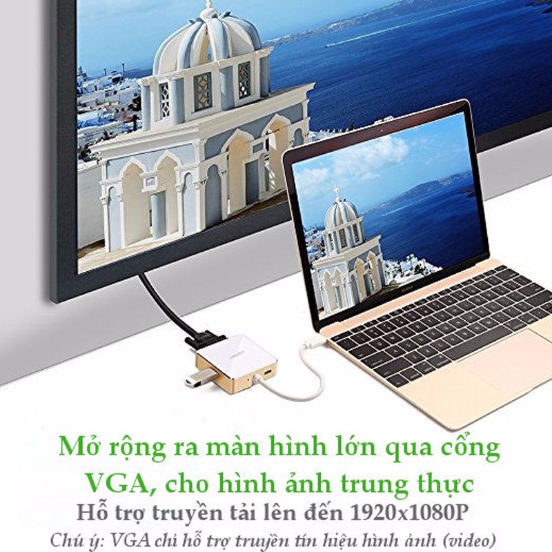 Cáp chuyển đổi USB Type C to VGA + Hub Ugreen 30442 4