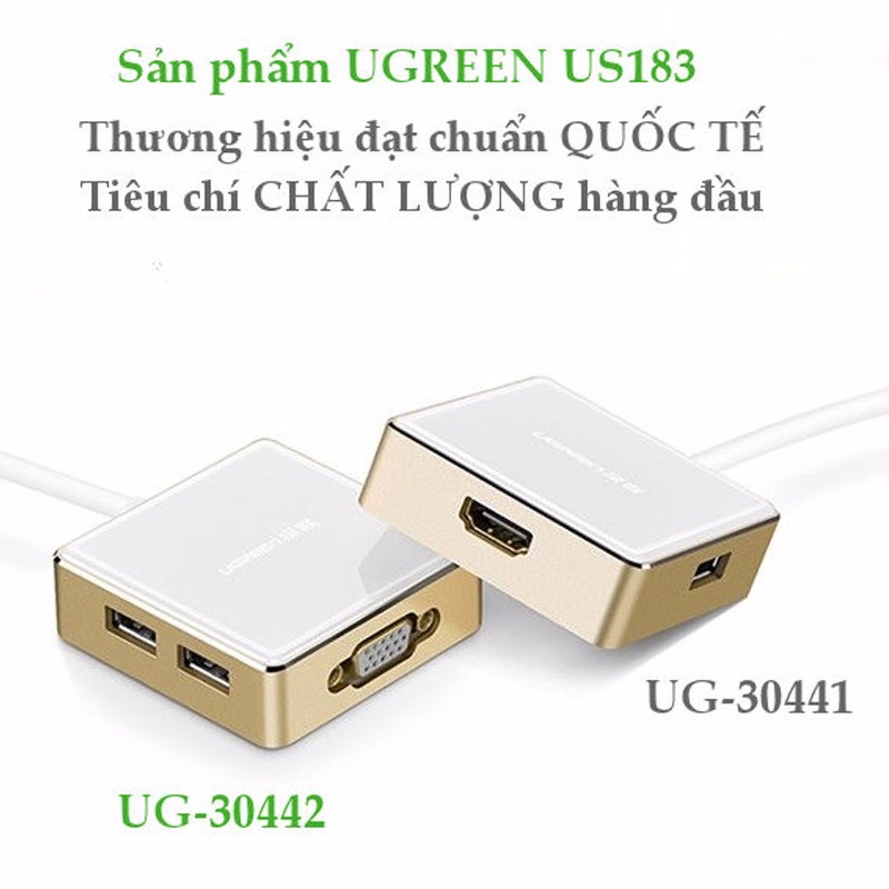 Cáp chuyển đổi USB Type C to VGA + Hub Ugreen 30442 1