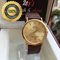 Đồng hồ nam dây da RL cao cấp hai lịch, chống xước chống nước tốt
