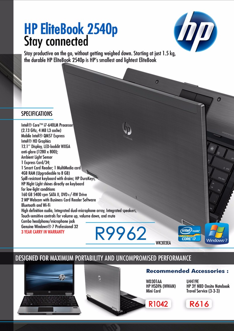 Hp Elitebook 2540p i7 4G 160 12in nhỏ xinh bỏ cóp xe ok 1