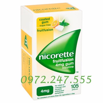 Kẹo cai thuốc lào, lá Vị trái cây Nicorette Freshfusion 4mg. 1