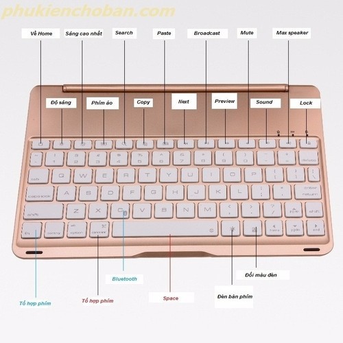 Bàn phím ốp lưng Bluetooth tích hợp đèn LED ipad Air 2 - 11