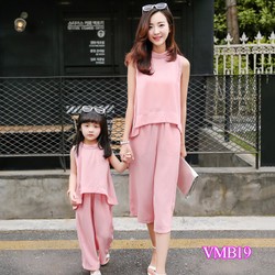 Bộ nguyên bộ áo sát nách quần ống rộng Mẹ và Bé VMB19