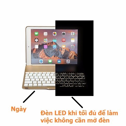 Bàn phím Bluetooth ipad kiêm ốp lưng mini 1 2 3 LED Cao cấp - 2