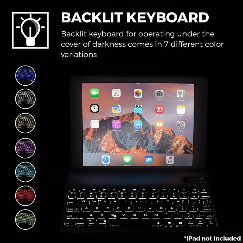 Bàn phím Bluetooth ipad kiêm ốp lưng mini 1 2 3 LED Cao cấp - 3