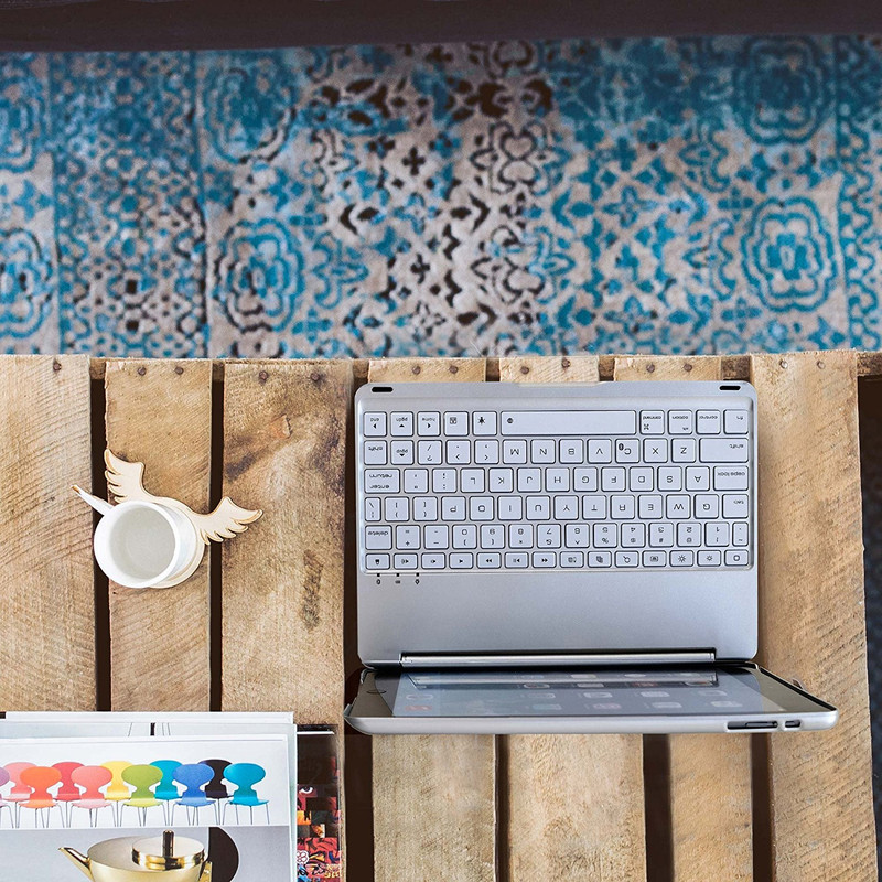 Bàn phím Bluetooth ipad kiêm ốp lưng mini 4 LED Cao cấp - 12