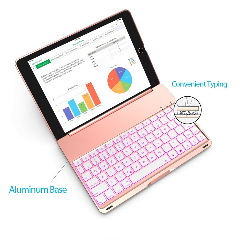 Bàn phím Bluetooth ipad kiêm ốp lưng mini 4 LED Cao cấp - 13