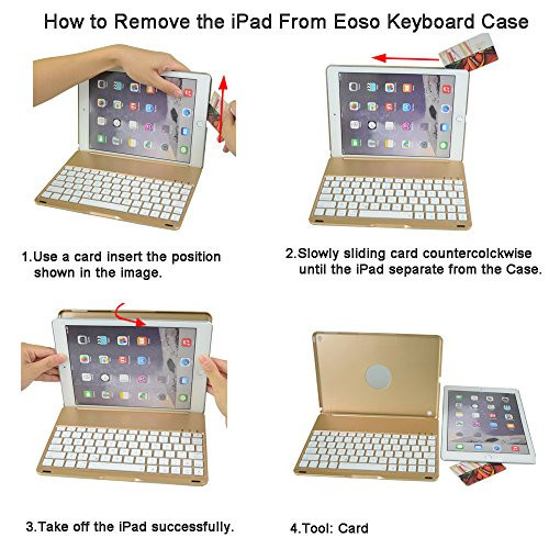 Bàn phím Bluetooth ipad kiêm ốp lưng mini 4 LED Cao cấp - 17