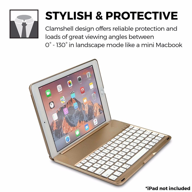 Bàn phím Bluetooth ipad kiêm ốp lưng mini 4 LED Cao cấp - 5