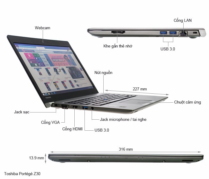 Toshiba Z i5 4300 4G SSD128 13in Intel 4400 Mỏng Pin 4H-5H 4