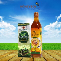 Mật Ong Thiên Nhiên 5 Sạch Honeyboy 500ml và Trà Ôlong Tâm Châu 100g