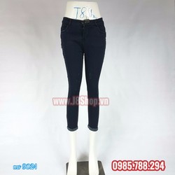 Quần Jean Nữ Lưng Thấp Màu Xanh Đen Đậm 9 Tấc Size 28 đến size 32