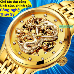 Đồng hồ lộ máy cơ Cao Cấp phiên bản Rồng Vàng 3D kính Sapphire Thụy Sĩ
