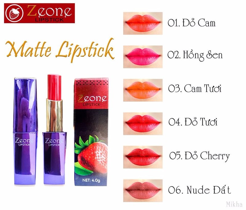 Son ZEONE Tím Matte Lipstick - Màu 02 Hồng Sen 2
