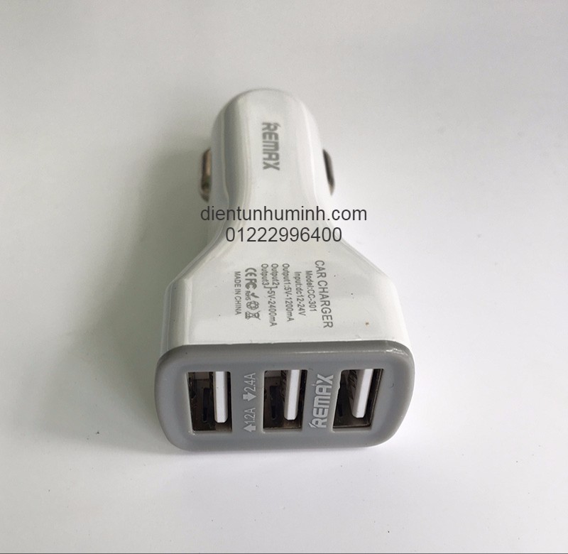 Sạc xe hơi Remax car charger CC301 - 3 USB (Mã SP: Sạc xe hơi Remax 3USB)