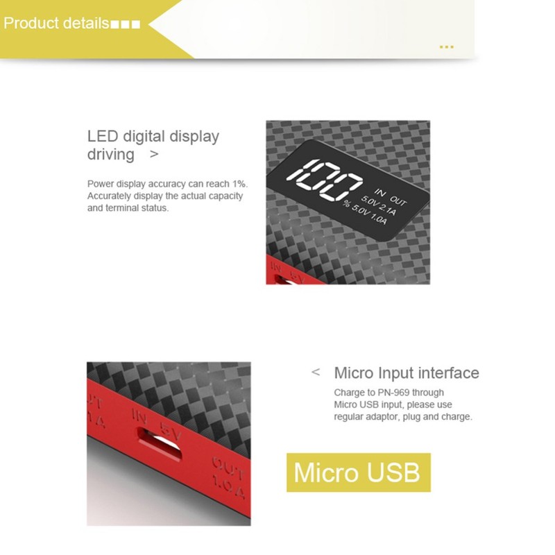 Pin sạc dự phòng chính hãng Li Polymer LED display Pineng PN-969 4