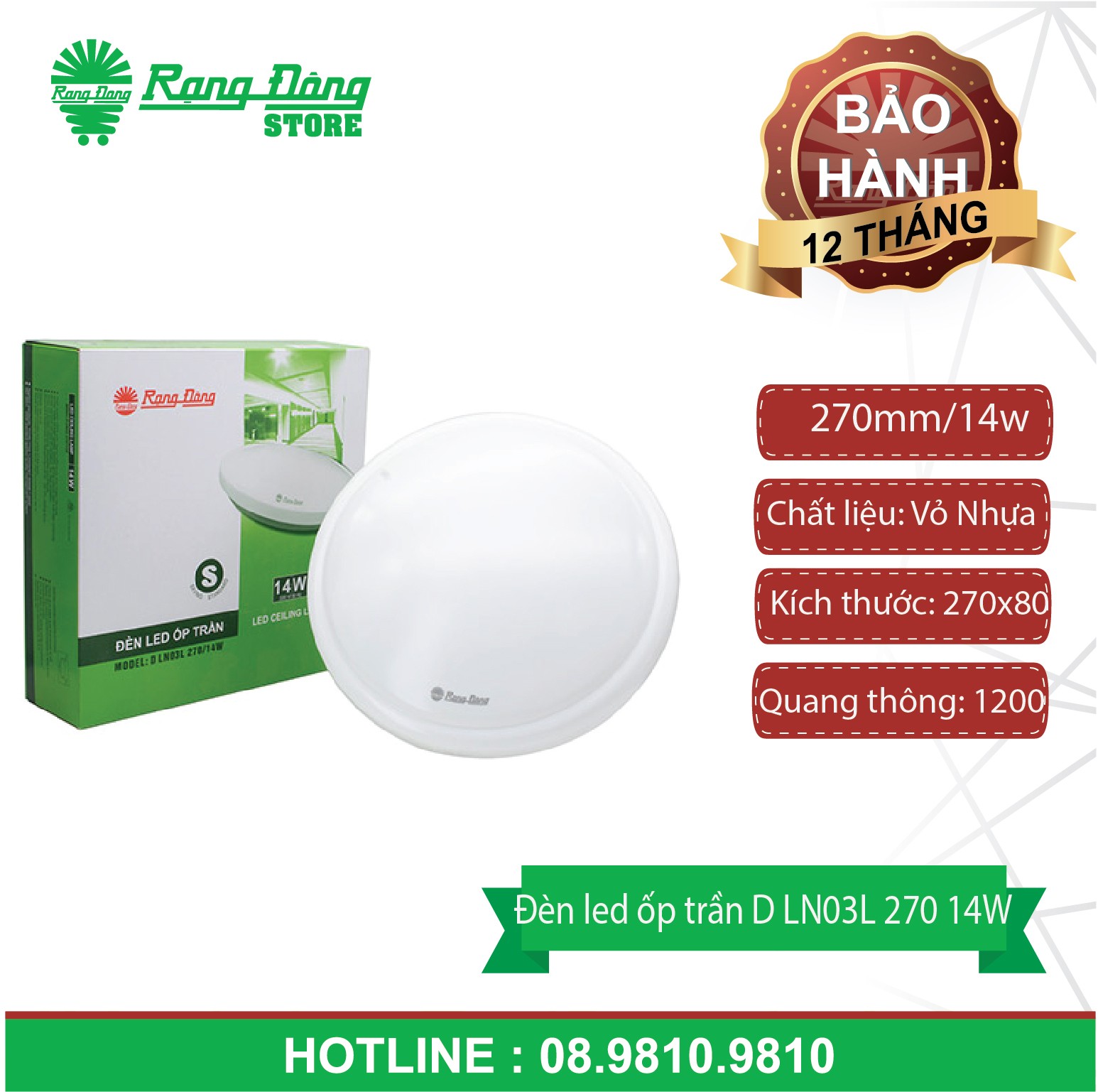 Đèn led ốp trần Rạng Đông D LN03L 270/14W