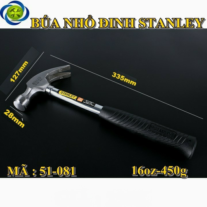 Búa nhổ đinh cán sắt Stanley 51-081 16oz-450g 1