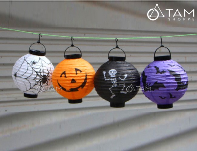Lồng đèn halloween có gắn đèn led số 09 đk 20cm - nmkjhgv v