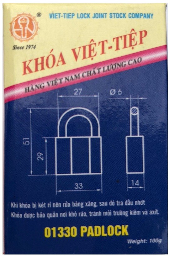 Khóa cửa treo Việt Tiệp đồng 01330