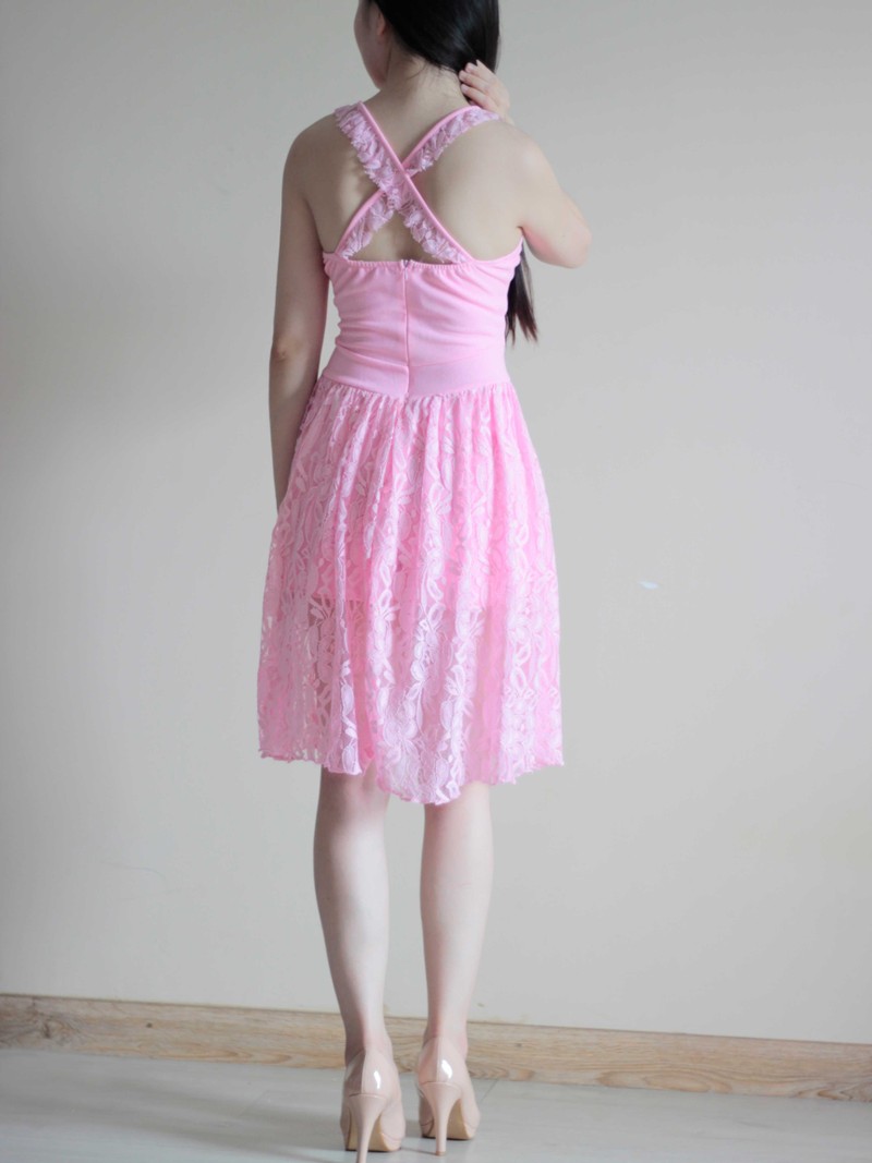 Jumsuit Ren Giả Váy Màu Hồng 2