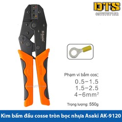 Kìm bấm cos tròn bọc nhựa asaki ak 9120 0 5 6 0mm2 kềm bấm cốt tròn bọc nhựa kìm bấm đầu cosse asaki