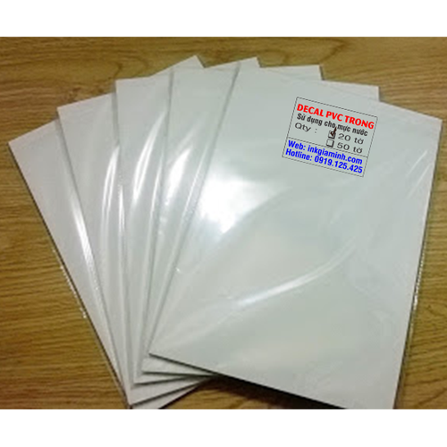 Giấy decal in pvc trong suốt khổ A4 - 20 tờ