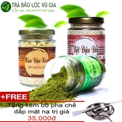 Bột trà xanh + bột đậu đỏ + mầm đậu nành- nguyên chất vũ gia -+tặng bộ đắp mặt