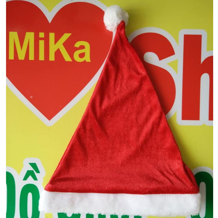 Mũ nón Noel chất nhung trơn - cỡ lớn 4