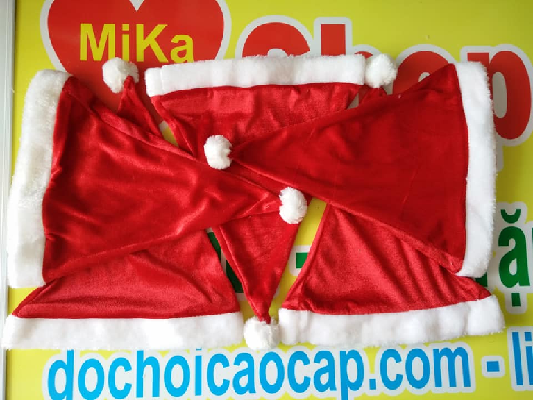 Mũ nón Noel chất nhung trơn - cỡ lớn 3