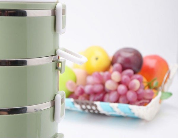 Hộp cơm giữ nhiệt lúa mạch 4 tầng ruột Inox 2