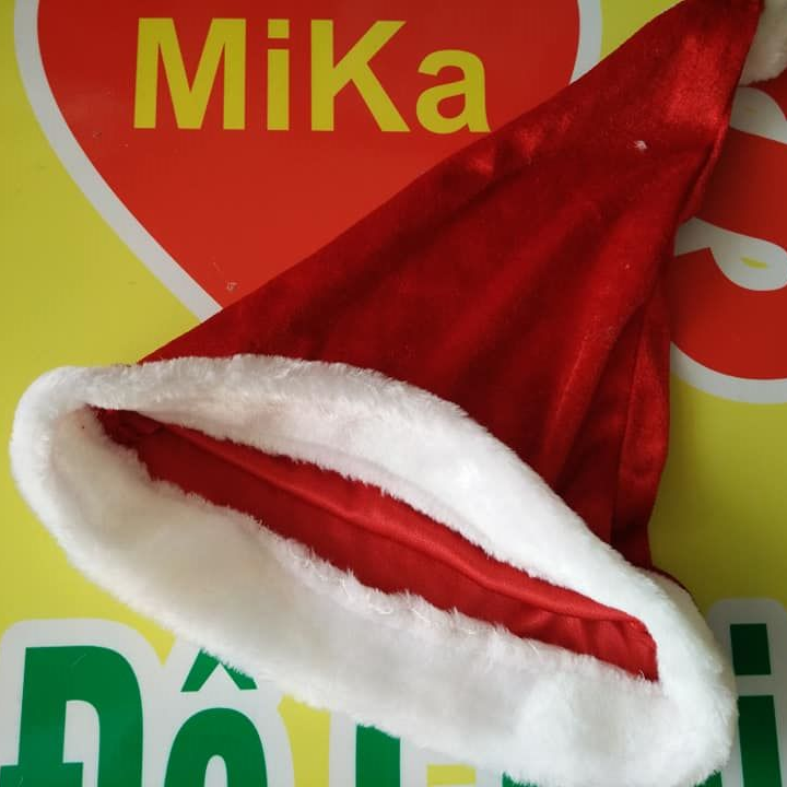 Mũ nón Noel chất nhung trơn - cỡ lớn 6
