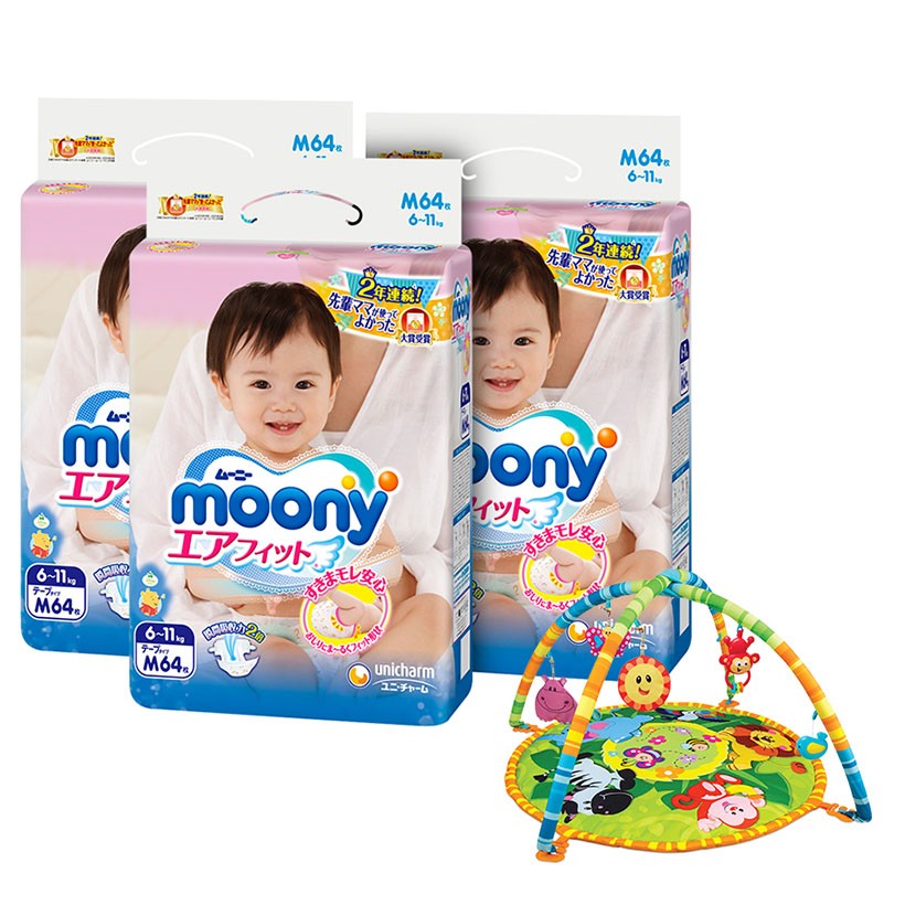 Combo 3 gói tã dán MOONY M64 (6-11KG)