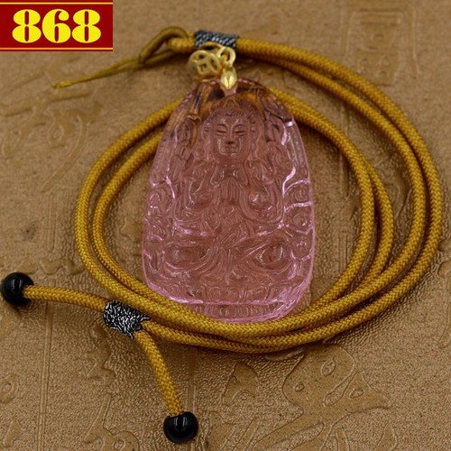 Vòng cổ dây dù Phật Thiên Thủ Thiên Nhãn - pha lê hồng 5cm - tuổi Tý