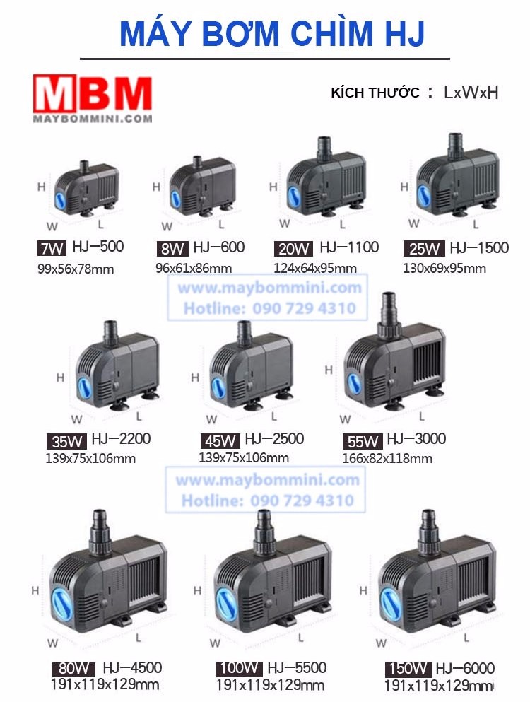 Máy bơm chìm hồ cá hòn non bộ 220V HJ-600 600L (Mã SP: 220V-HJ-600-600L)