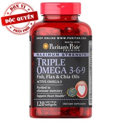 Thực phẩm chức nắng Maximum strength Triple Omega 3-6-9 Fish, Flax & Chia Oils