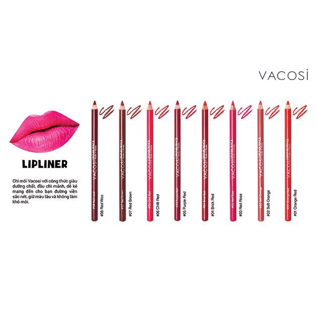 Chì kẻ môi Vacosi Lipliner Pencil