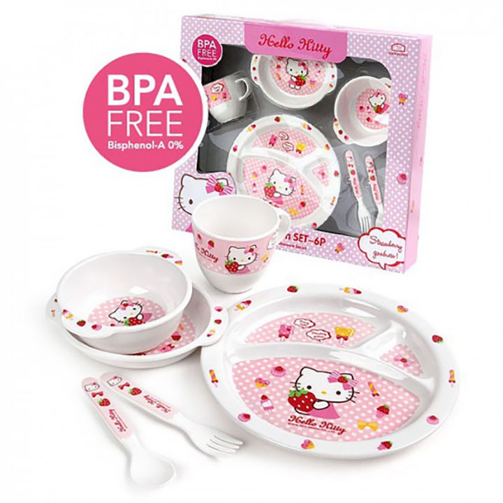 Bộ hộp đựng đồ ăn cho bé Lock&Lock Hello Kitty LKT461S6