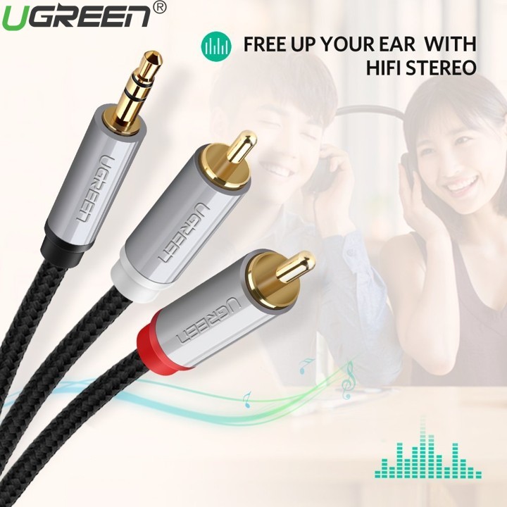 Cáp Audio 3.5mm sang 2 đầu RCA Ugreen 40843