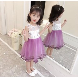 Đầm công chúa ren phối voan cho bé
