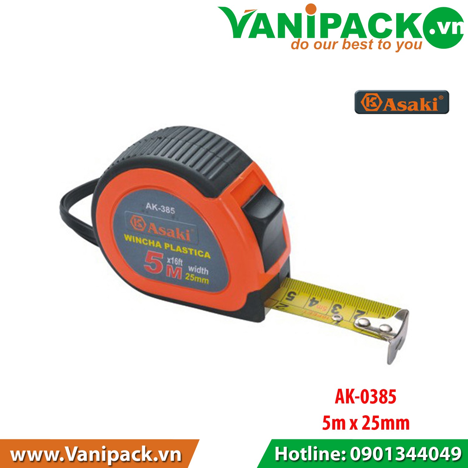 Thước kéo nền vàng cao cấp Asaki AK-0385