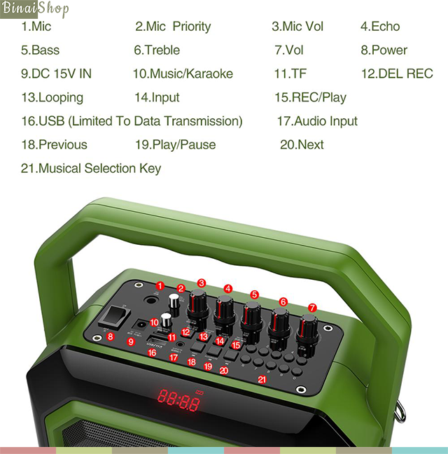 Loa karaoke bluetooth kiêm trợ giảng Shidu H2