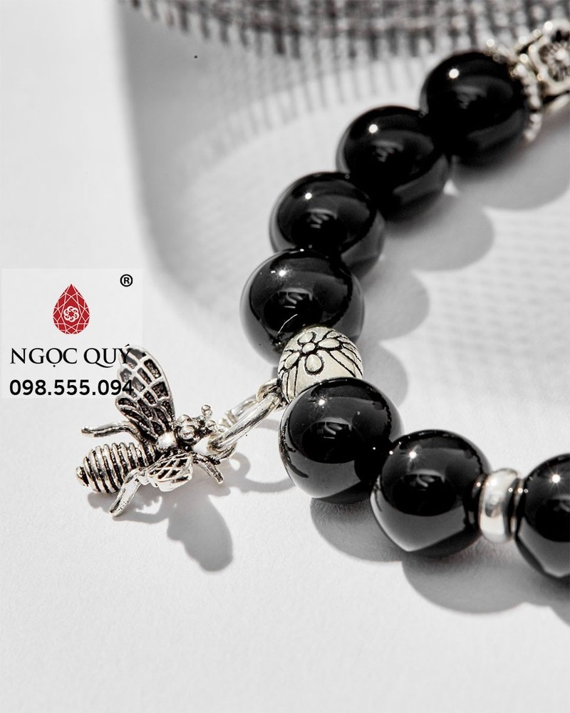 Vòng Tay Đá Obsidian Phối Charm Bạc 1