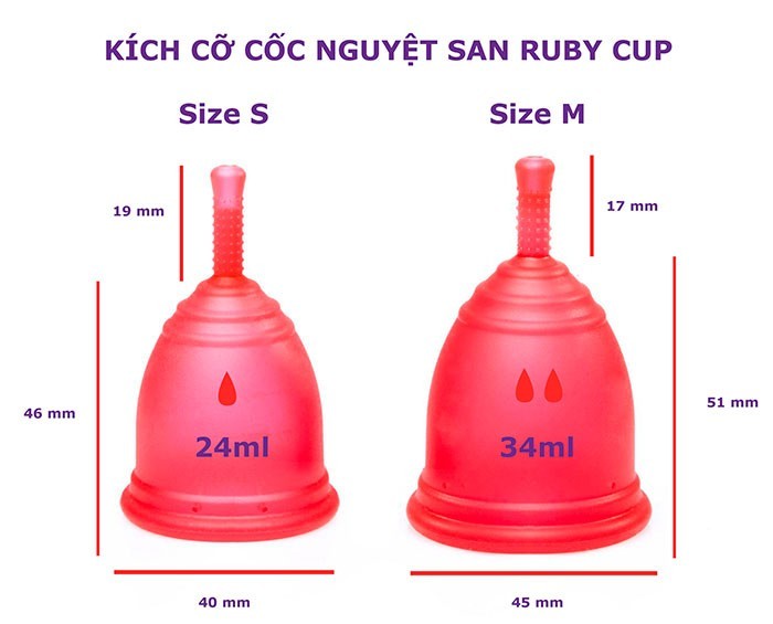 Cốc nguyệt san Ruby Cup, Anh quốc, màu Hồng Size M 7