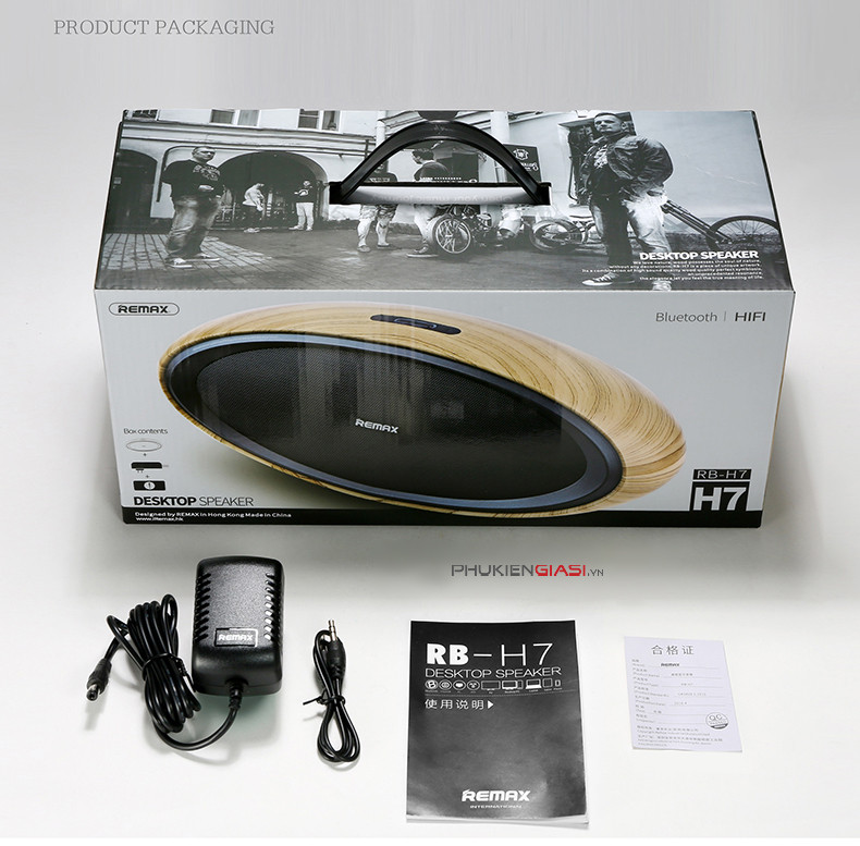 Loa bluetooth Remax RB-H7 vân gỗ siêu hiện đại