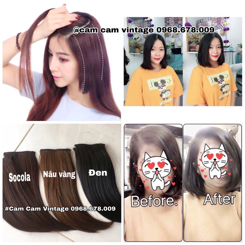 TÓC GIẢ KẸP PHỒNG CHÁN TÓC LÀM DÀY TÓC  - 2 BÊN