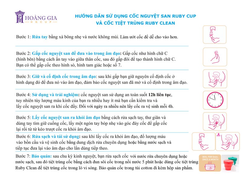 Cốc nguyệt san Ruby cup, Anh, màu Trong Size M, NK độc quyền 12