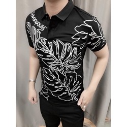 Áo thun nam cổ trụ họa tiết